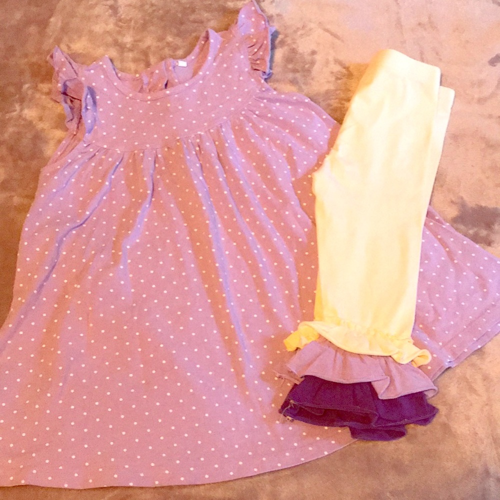 Pearl polka dot pearl and ruffle capris